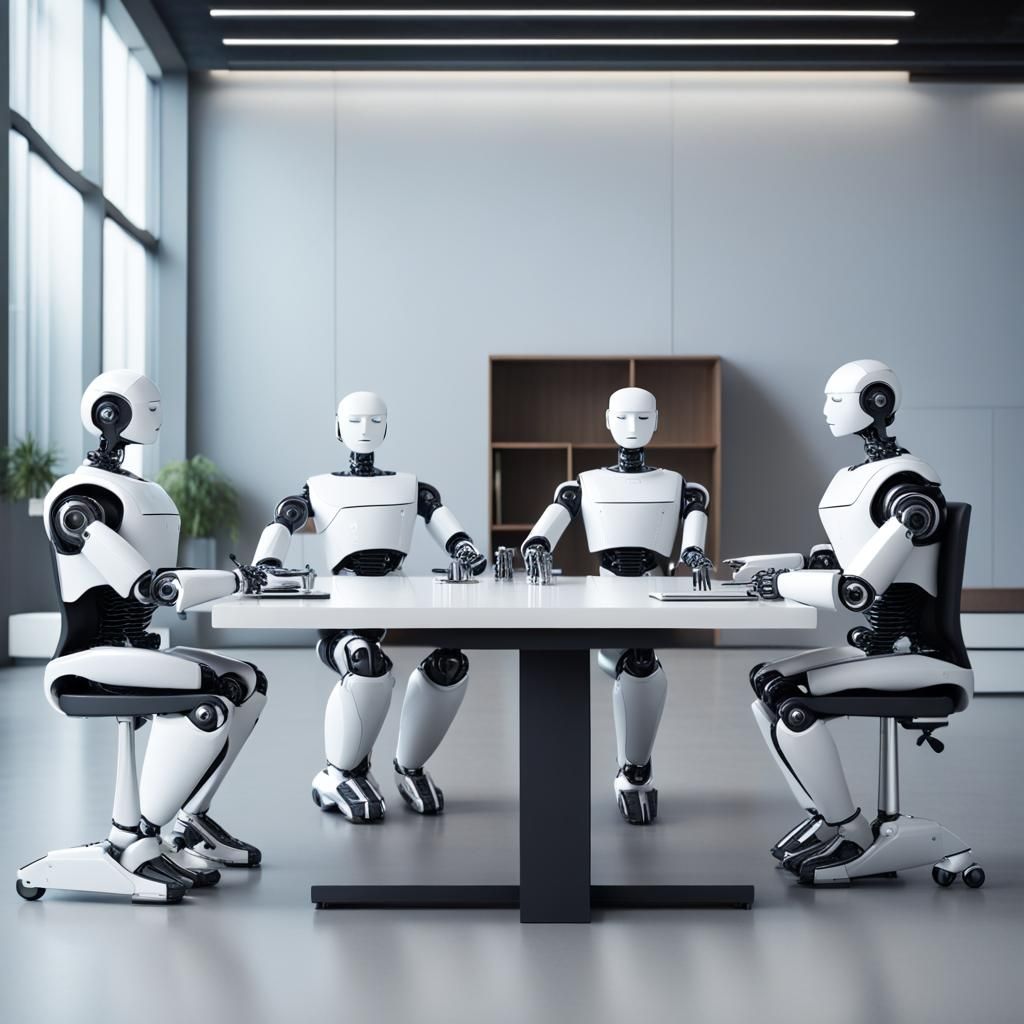 Robots Hold Meeting with Unconscious Man