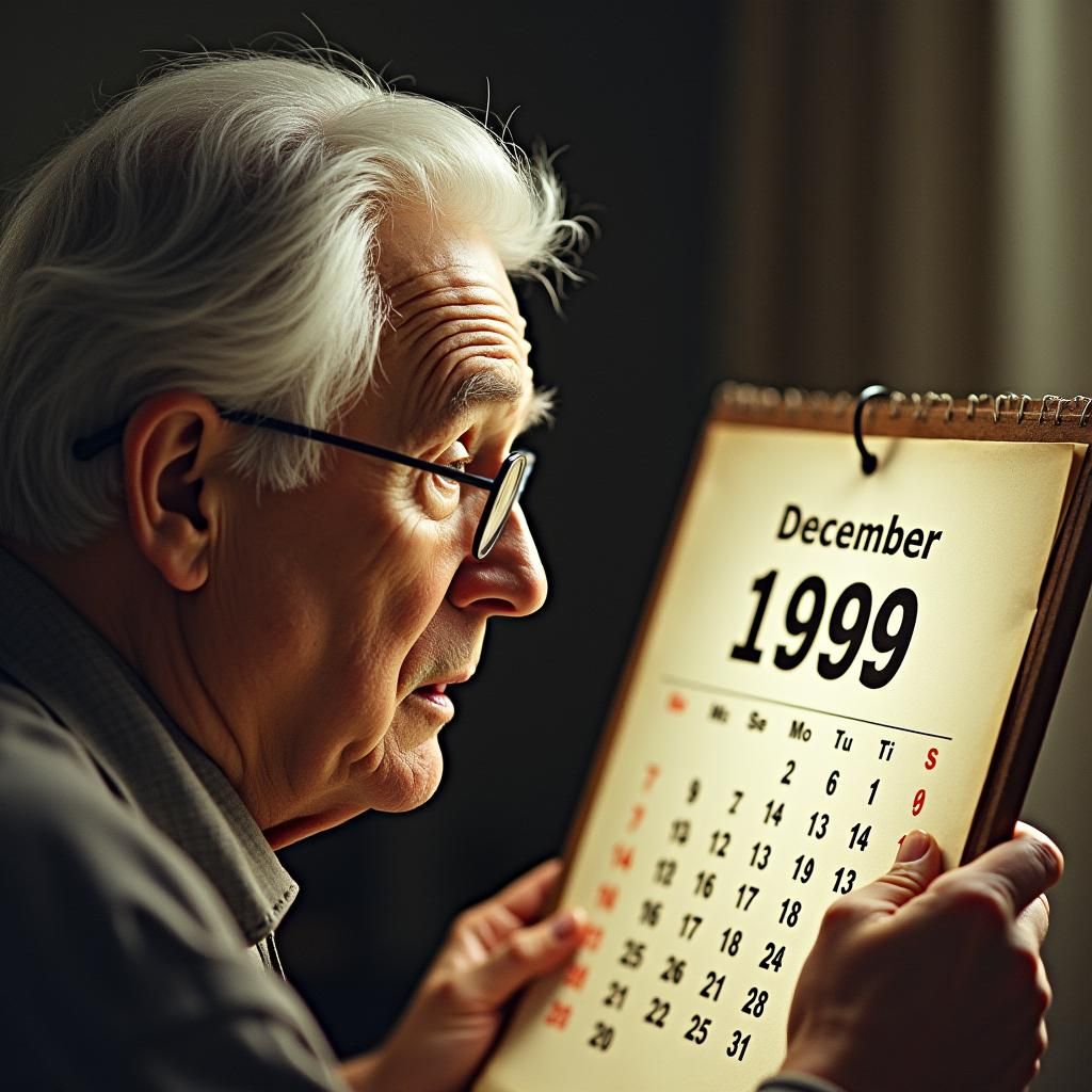 Elderly Man's Y2K Anticipation: A Nostalgic Portrait