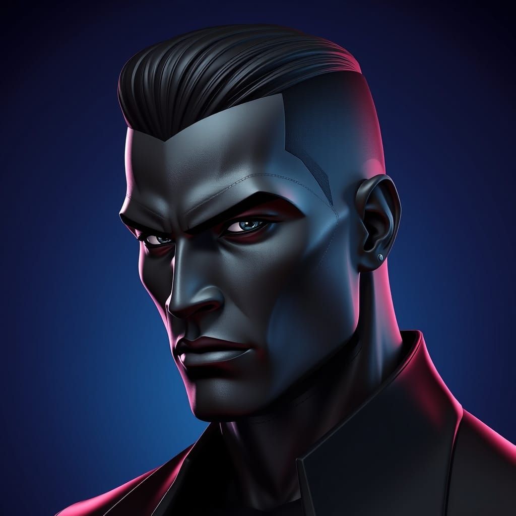 Cyberpunk Vampire Superhero in High Contrast 3D