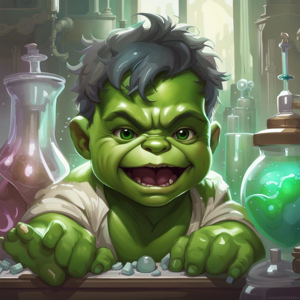 The Hulk as Adorable Baby: Hyperrealistic Portrait