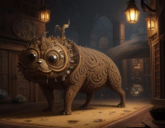 Fantastical Creature Leaves Mess on Plush Rug