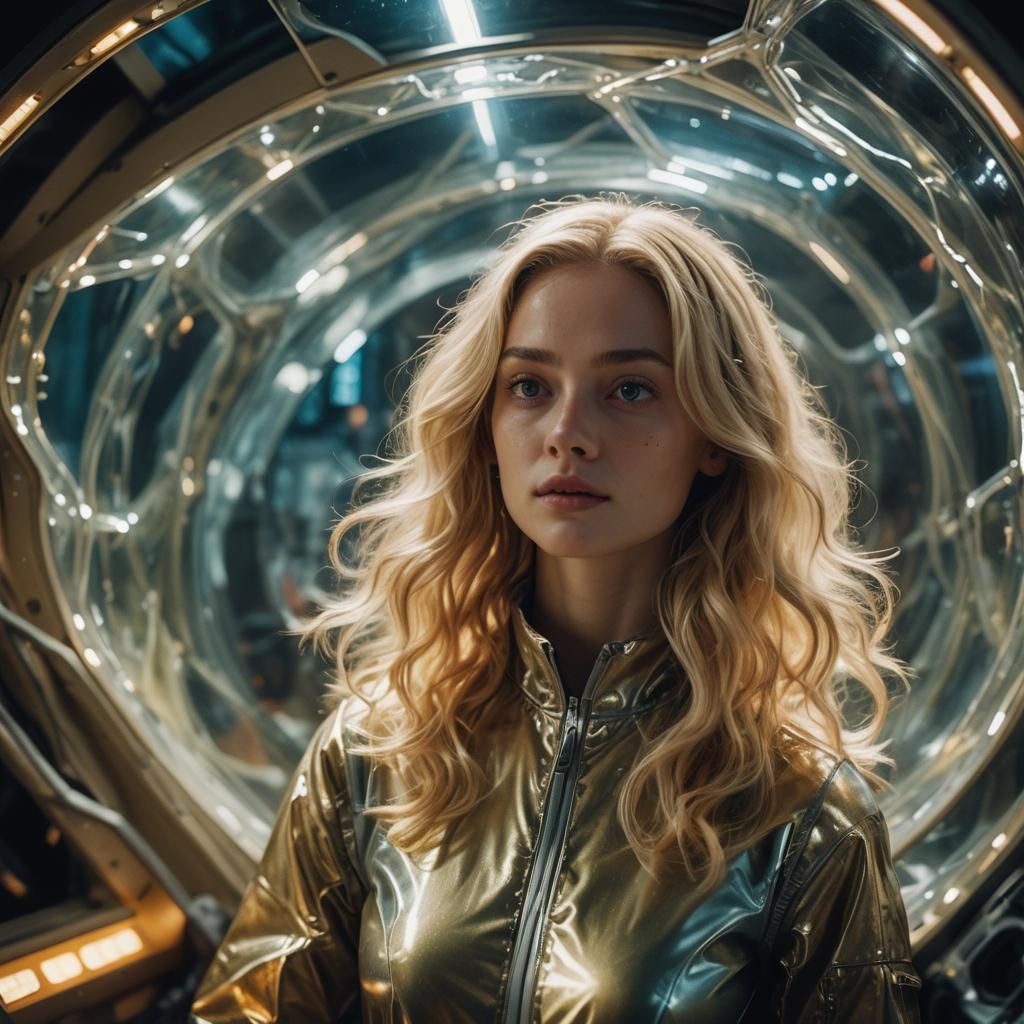 Blonde Fairy Woman in Alien Spaceship