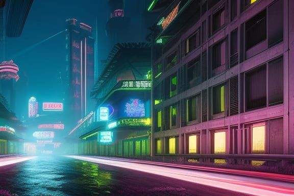 Retrowave Atlantis: Industrial Architecture in Cyberpunk Sty...