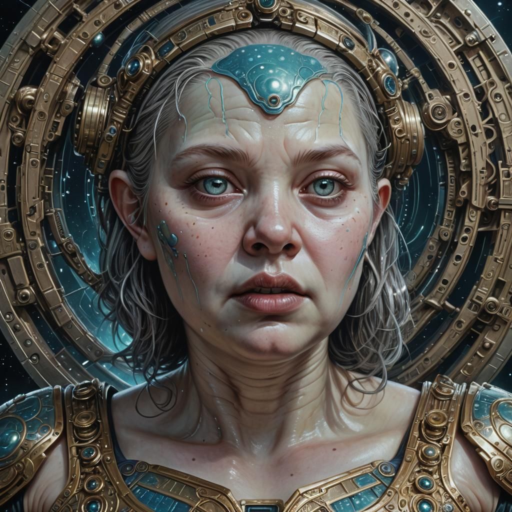 Hyperrealistic Portrait of a Chubby Alien Woman