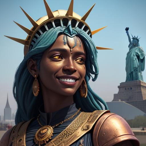 Statue of Liberty with Shades: Detailed Matte Painting