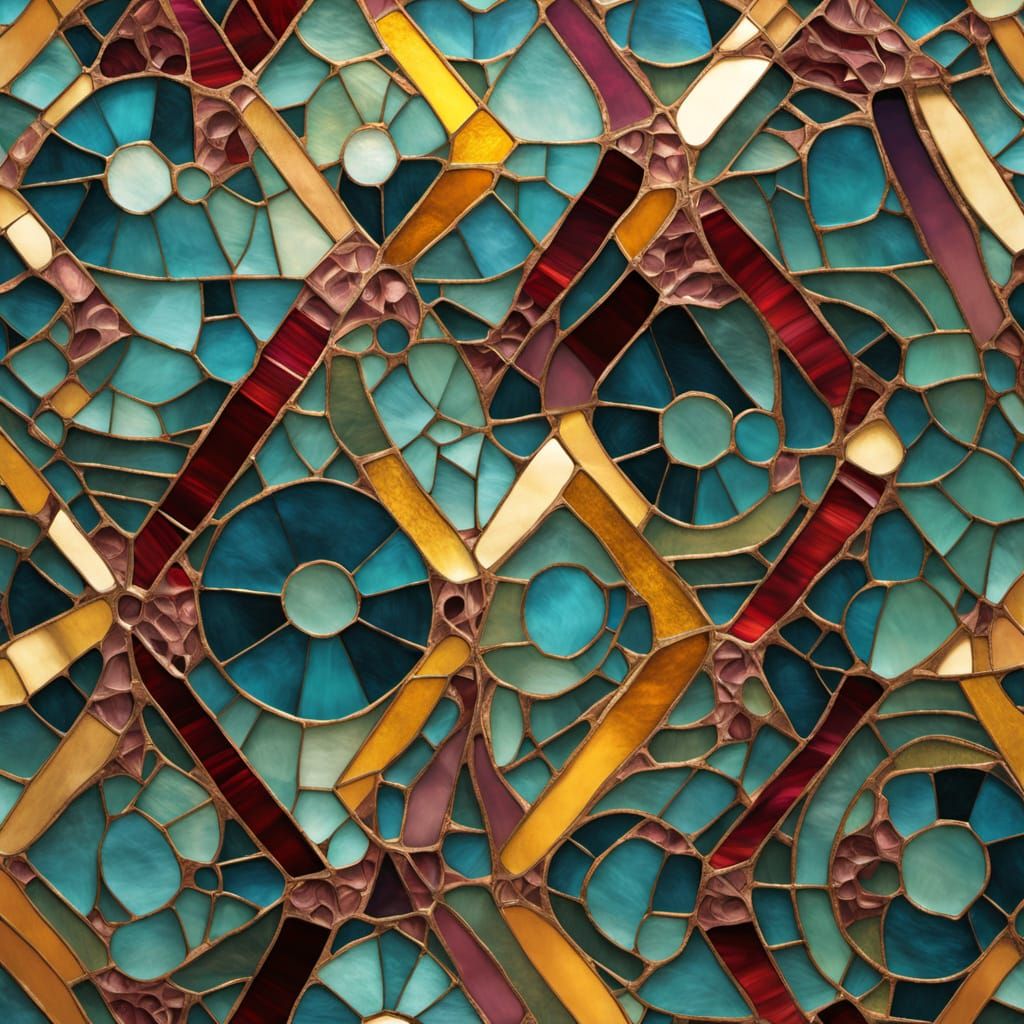 Geometric Mosaic with Prismatic Ochre Palette