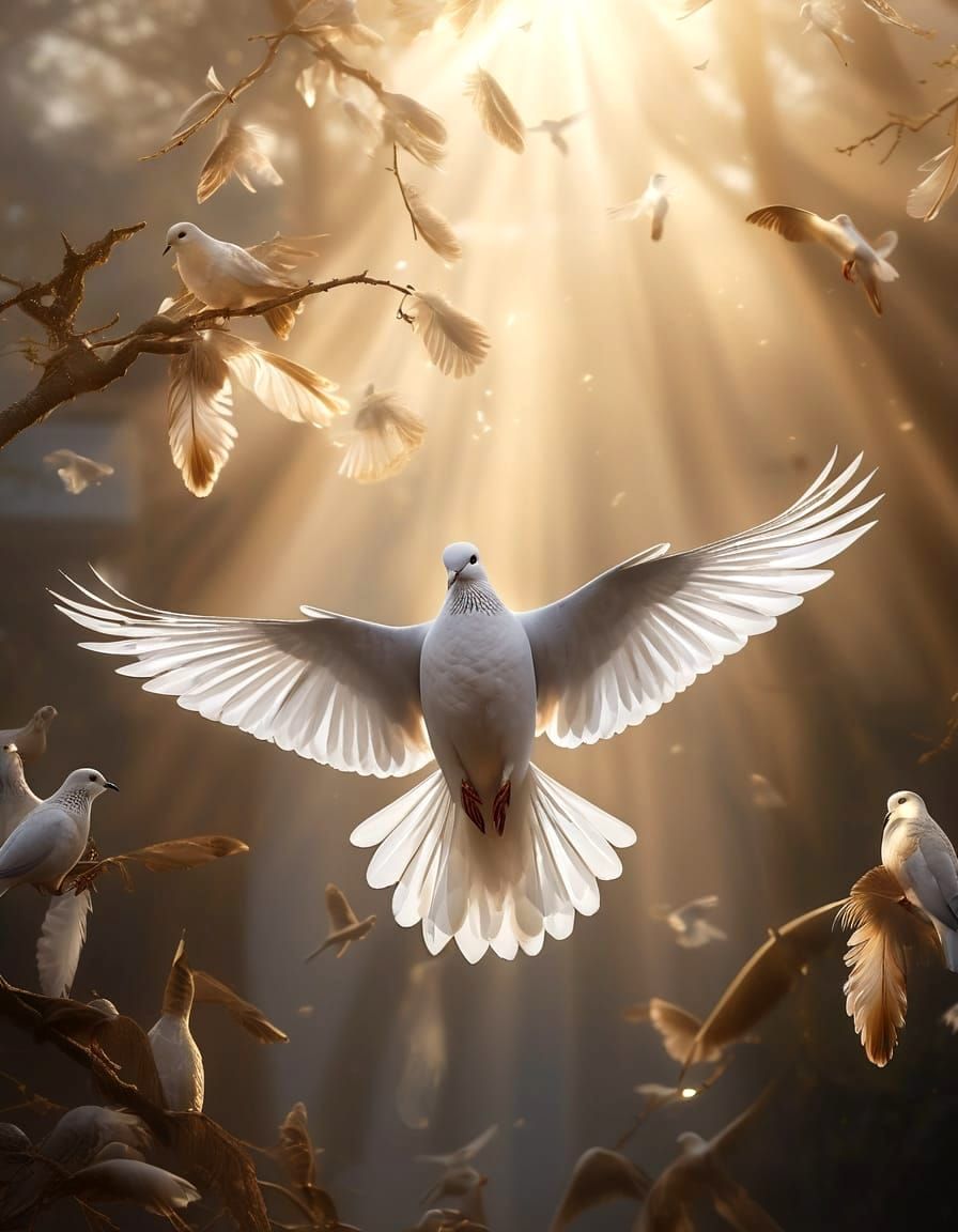 Wings of Serenity: A Celestial Dance of Doves