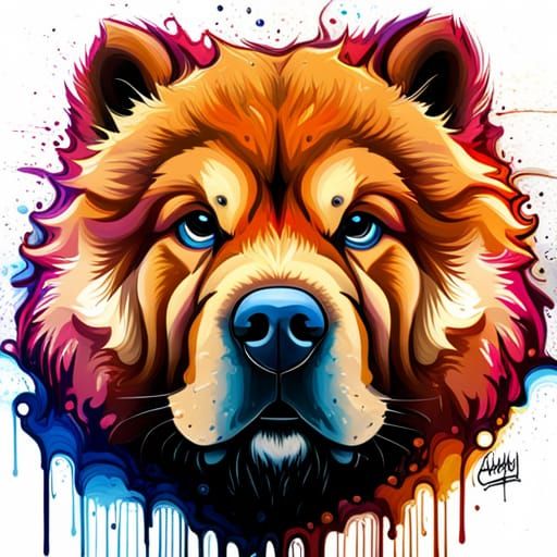 Colorful Graffiti Art Chow Chow Portrait
