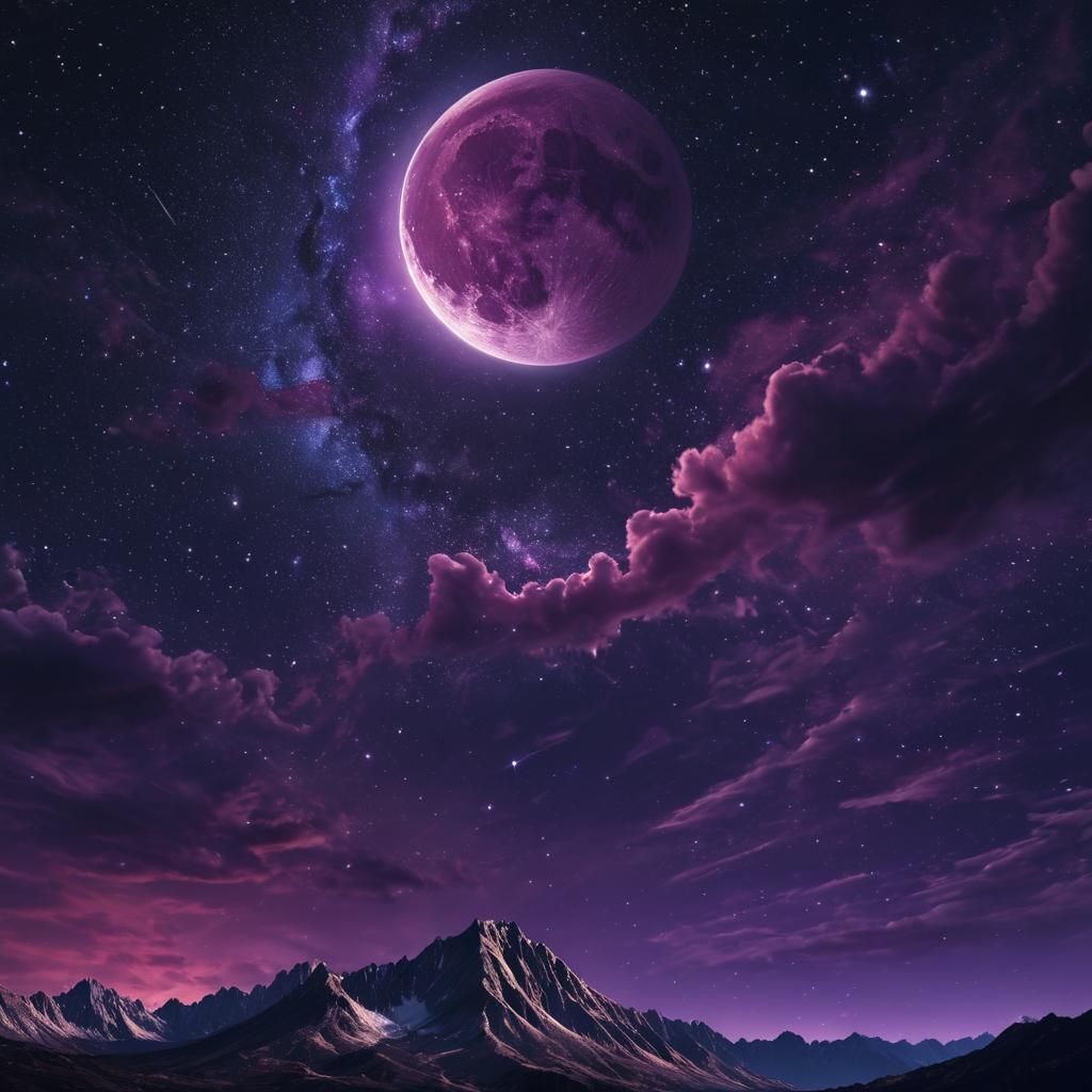 Giant Moon in Fantasy Sky Astrophotography