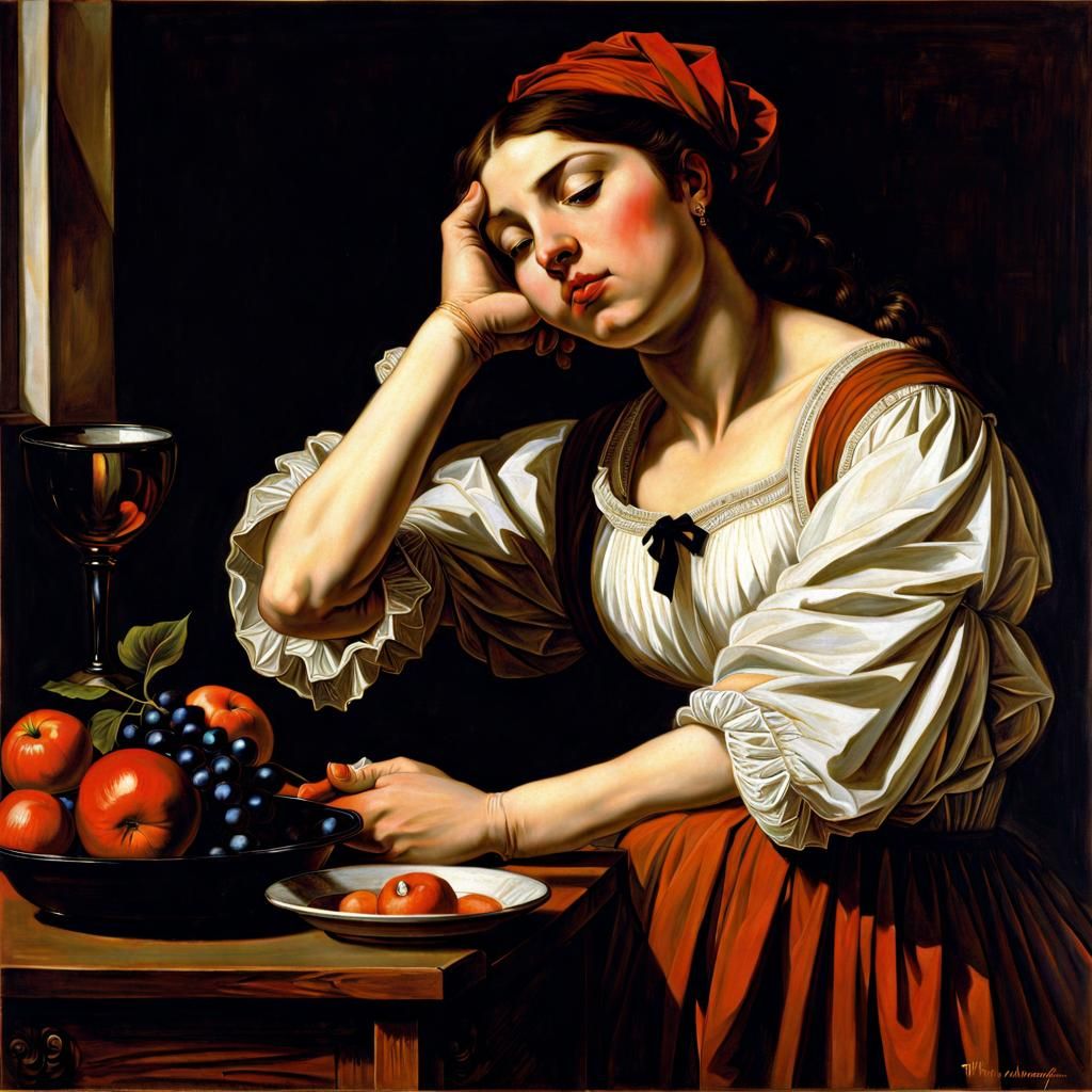 Melancholic Scene Inspired by Classical Masters