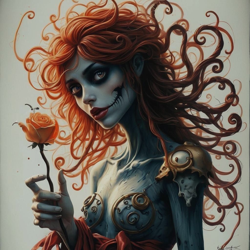 Photorealistic Orange Rose in Surreal Style