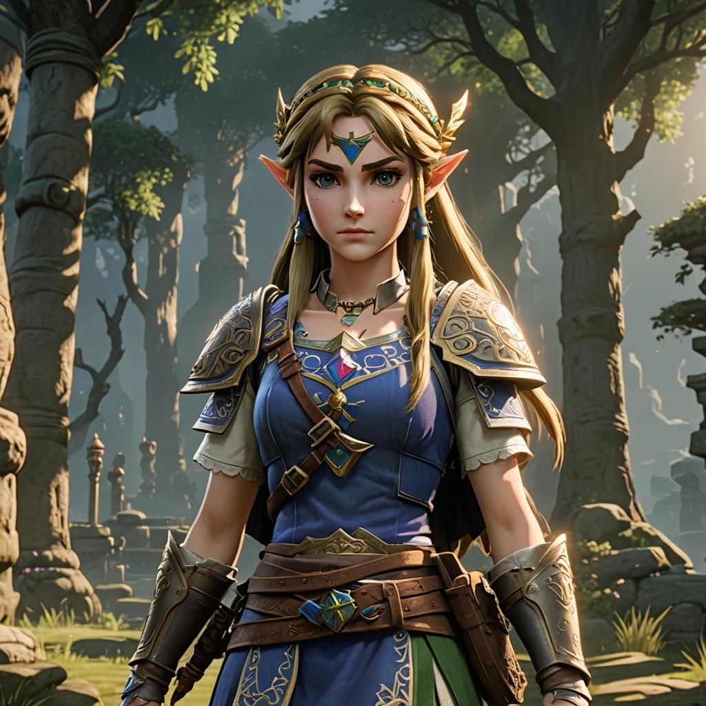 Twilight Princess Zelda in 3D Game Cinematic Style