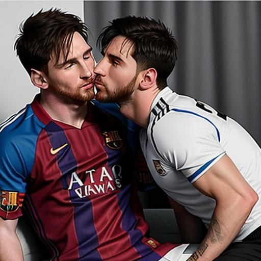 Man Kissing Man in Underwear