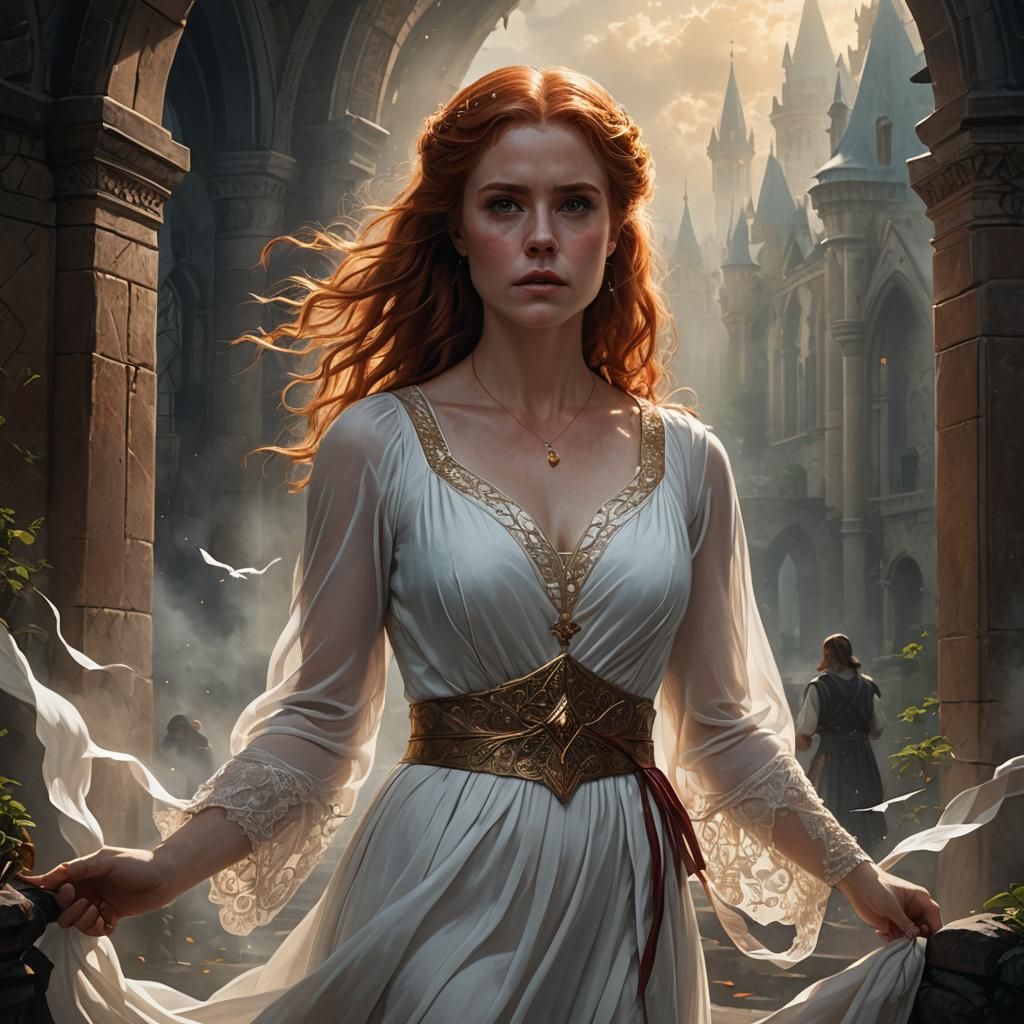 Woman in White Dress: Hyperrealistic Fantasy Art
