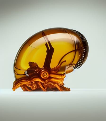 Xenomorph Encased in Amber: Hyperrealistic Close-Up