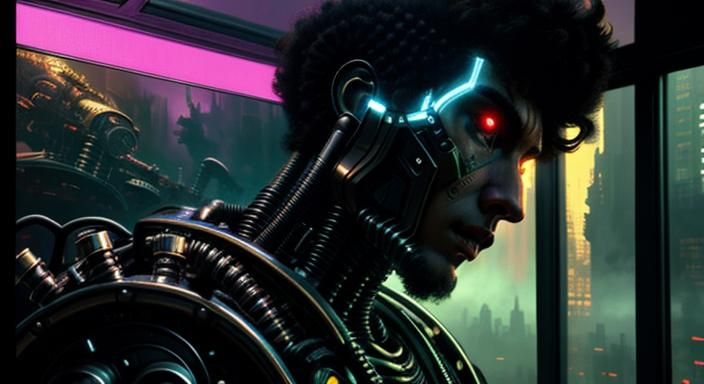 Robotic Baby in Biopunk Comic Style