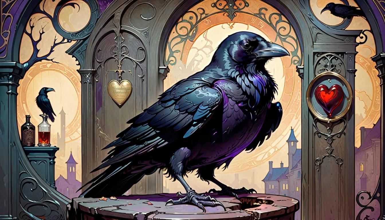 E. A. Poe's Raven in Art Nouveau Style