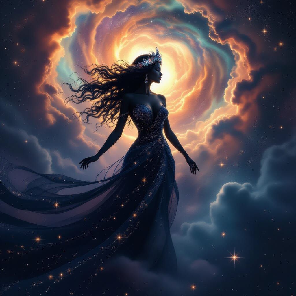Cosmic Goddess Aphrodite Emerges from Nebula