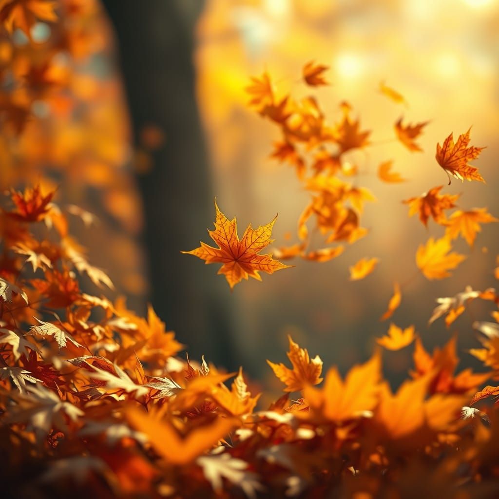 Autumn Leaves Vortex in Hyper-Realistic Style