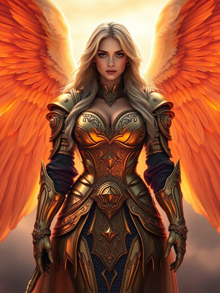 Golden Angel of Light in Combat Pose