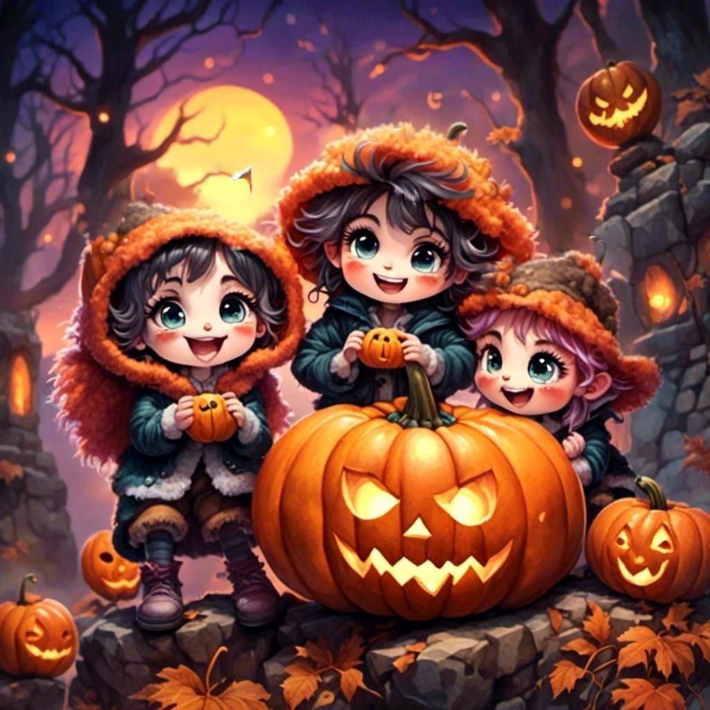 "Look at our Jack-O-lanterns"