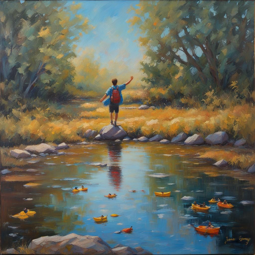 Family Soaring: An Oil Painting of Joy