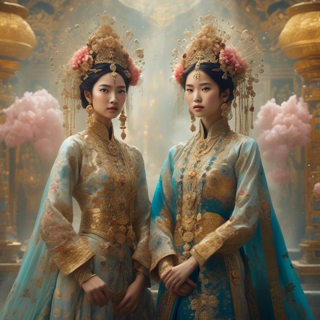 Asian Sisters in Traditional Dress: Fantasy Realism