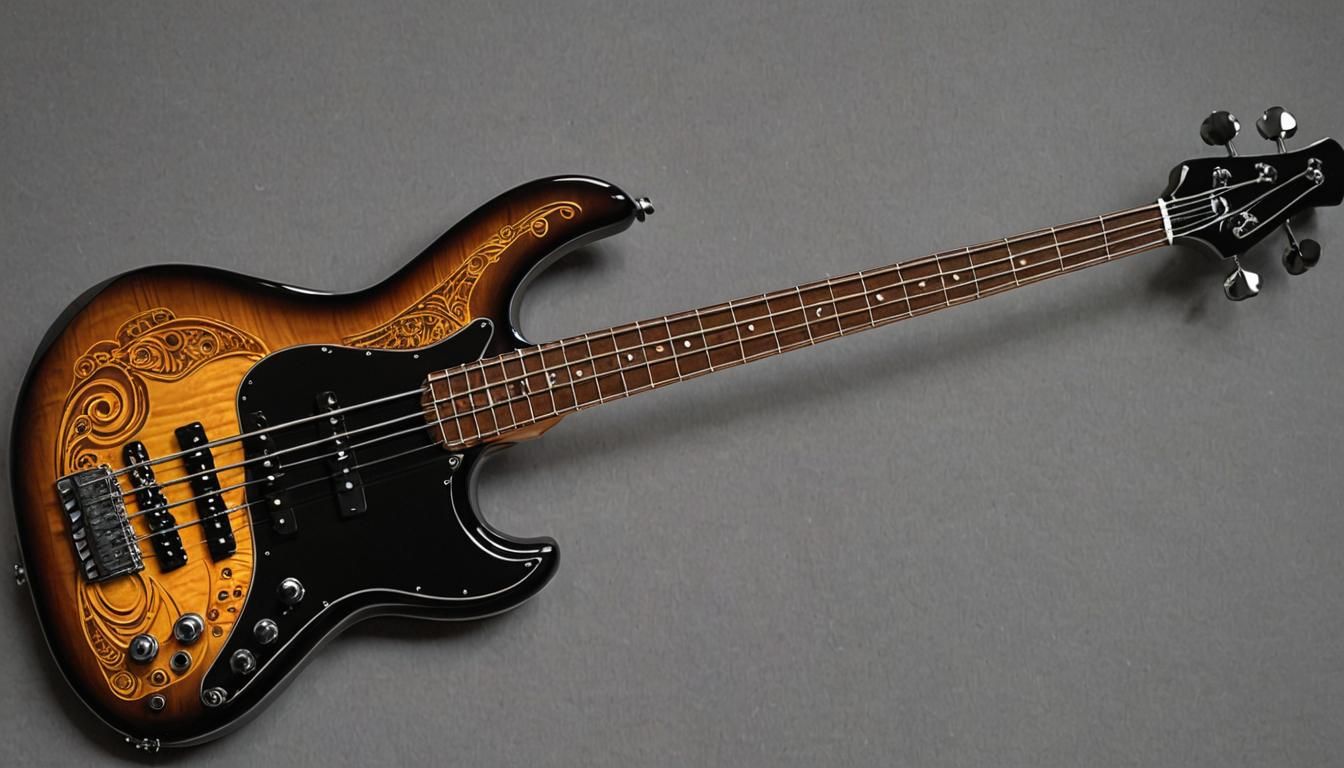 Futuristic Neon Bass Guitar Presentation