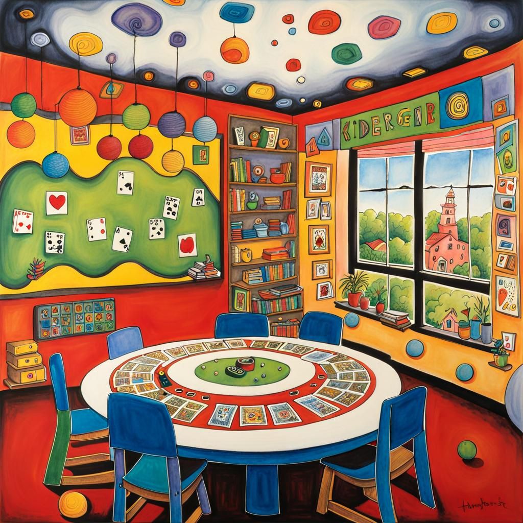 Kindergarten Boardroom: Whimsical Watercolor Illustration