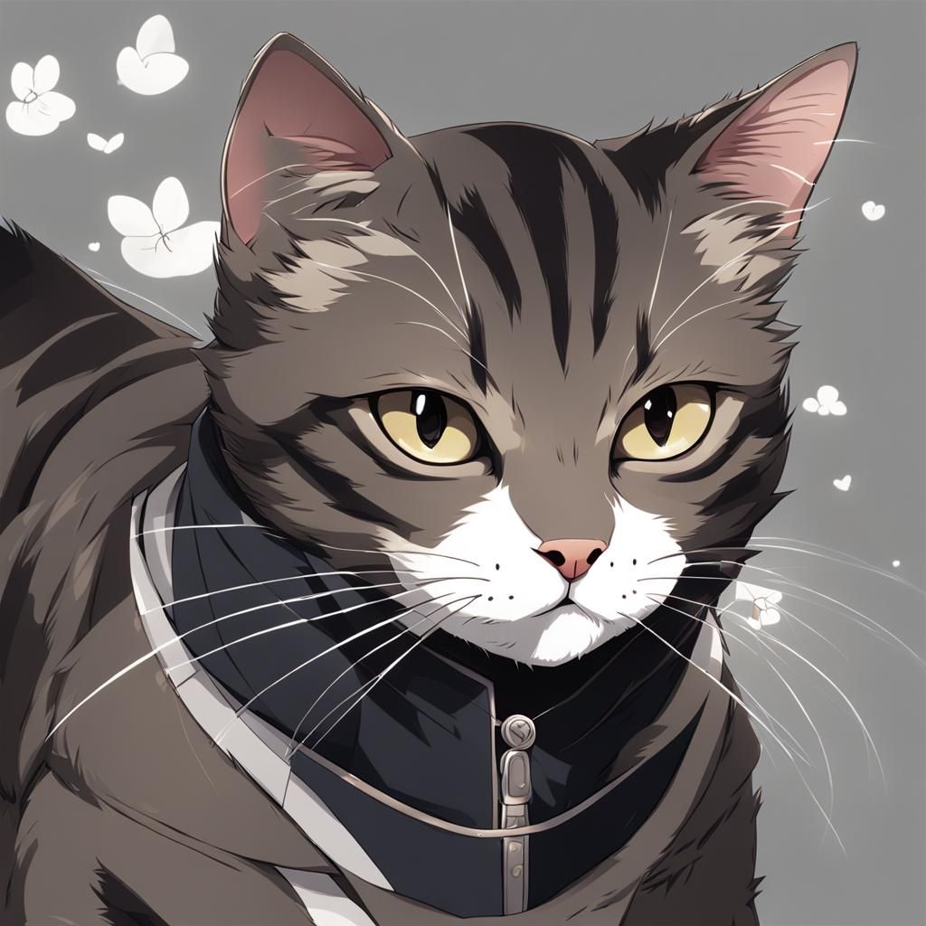 Tabby Cat Portrait in Anime Style