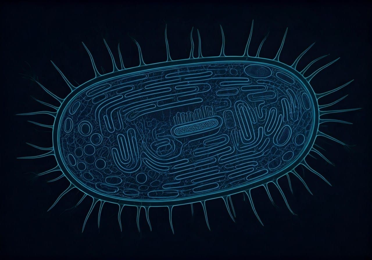 Futuristic Microbe Blueprint in Intricate Illustration Style