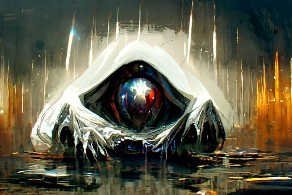 Crying Eye with Void Reflection in Dark Fantasy Style