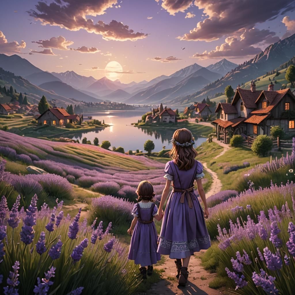 Lavender Field Girl: 3D Game Cinematic Graphics