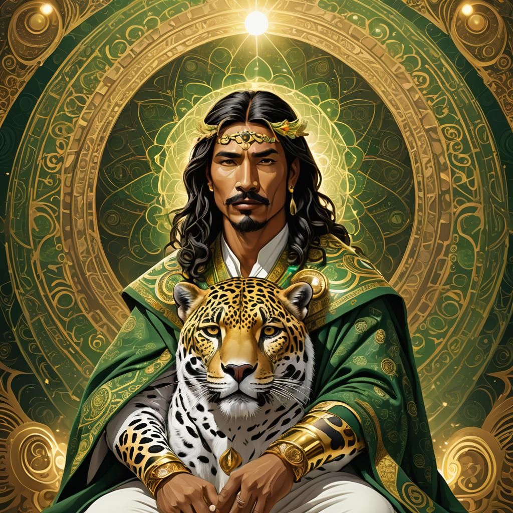 Jaguar Shaman Radiating Golden Light Aura