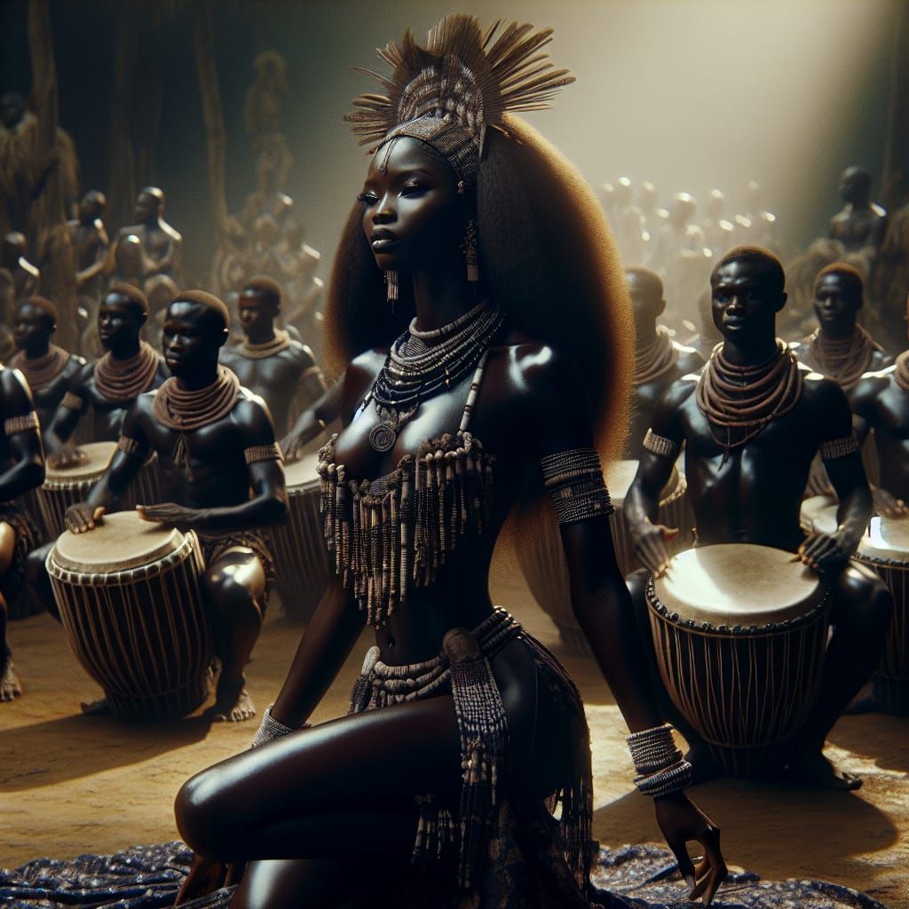 Igbo Tribe Dance Festival: Hyperrealistic Oil Painting