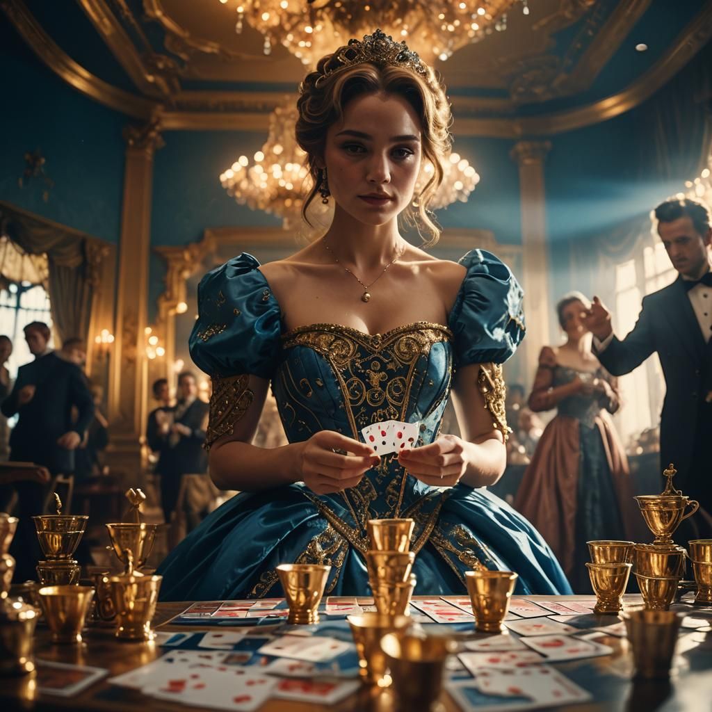 Woman in Gown Holding Tarot Card