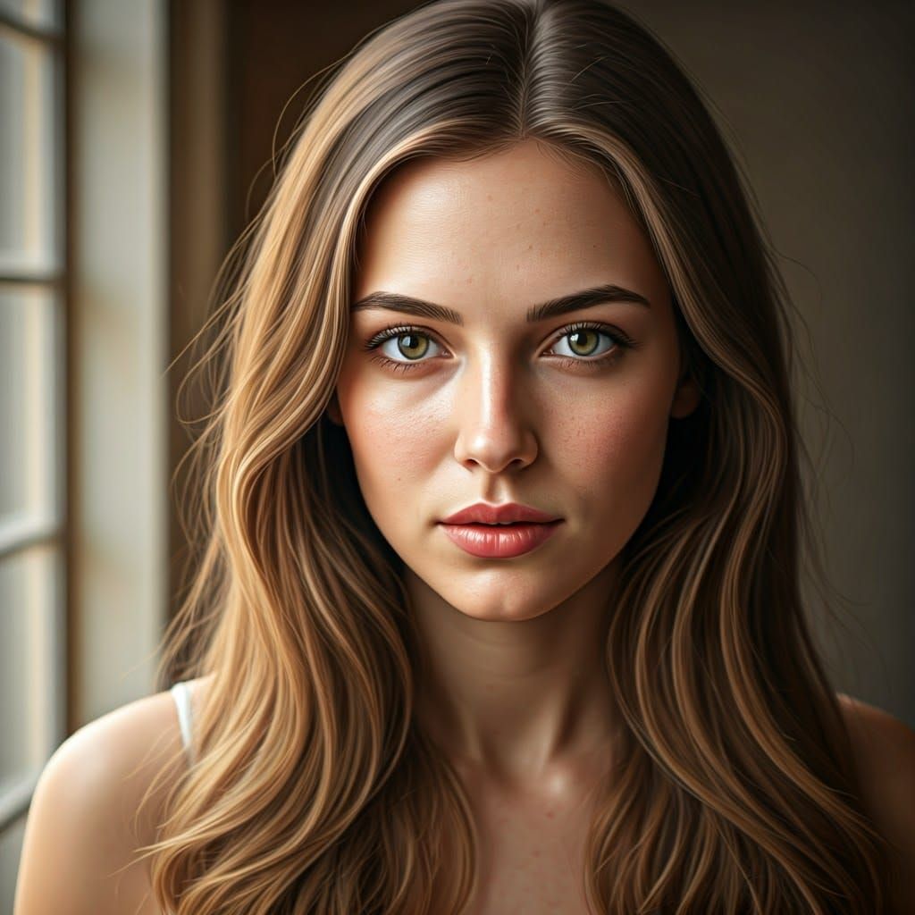 Serene Portrait of a Young Woman in Warm Light