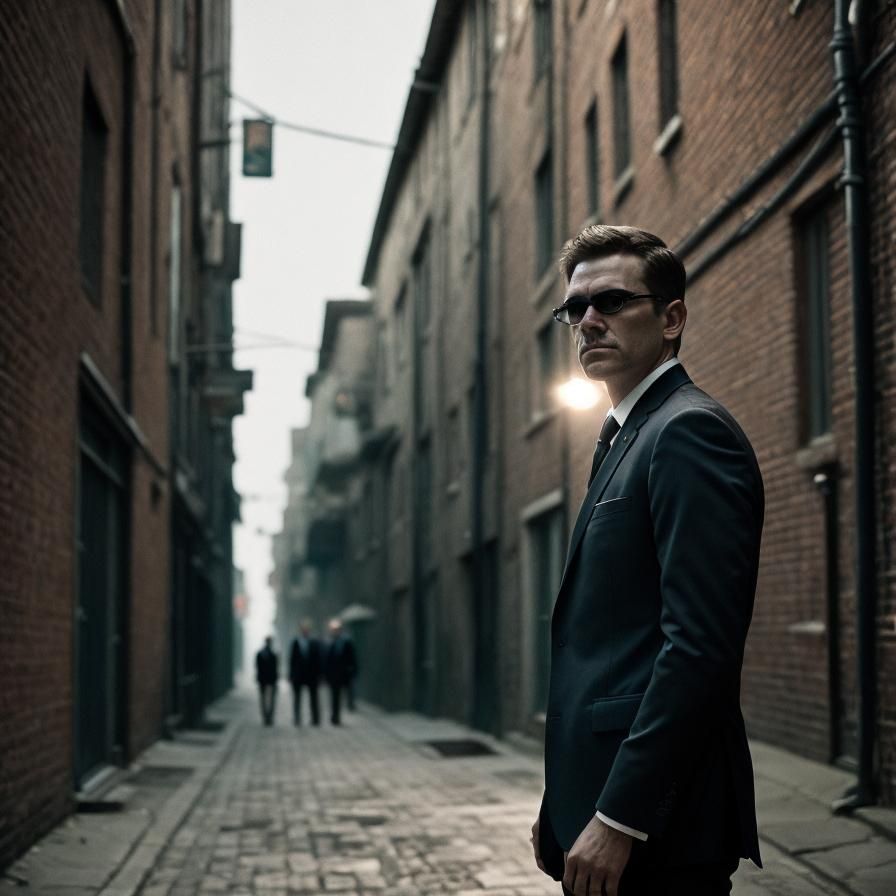 Cinematic Portrait of Two Men in Black Suits