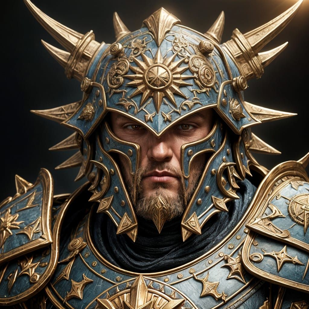 Noble Seraphon: Dark Fantasy Portrait in Shining Armor