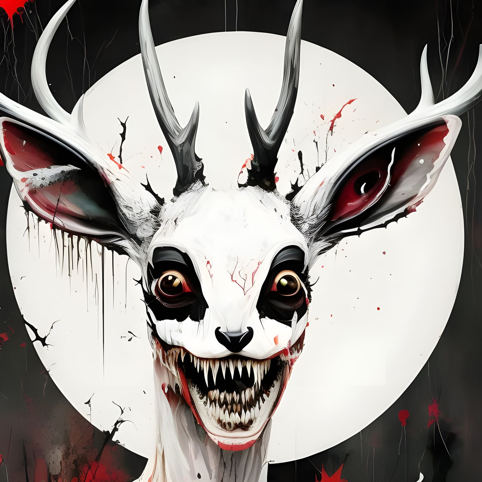 Terrifying Deer Demon Portrait in Speedpaint Style