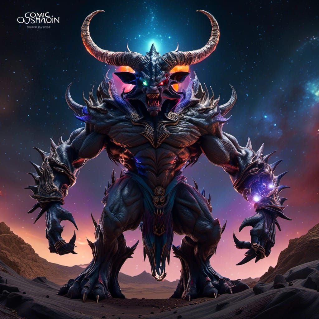 Cosmic Horned Demon in Obsidian Style