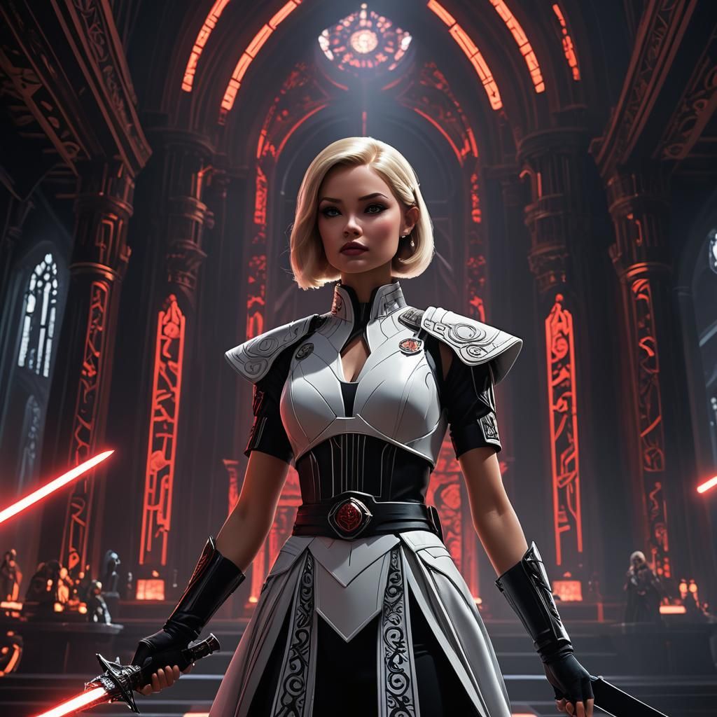 Gothic Sith Barbie Wields Darksaber in Opulent Dark Side Cha...