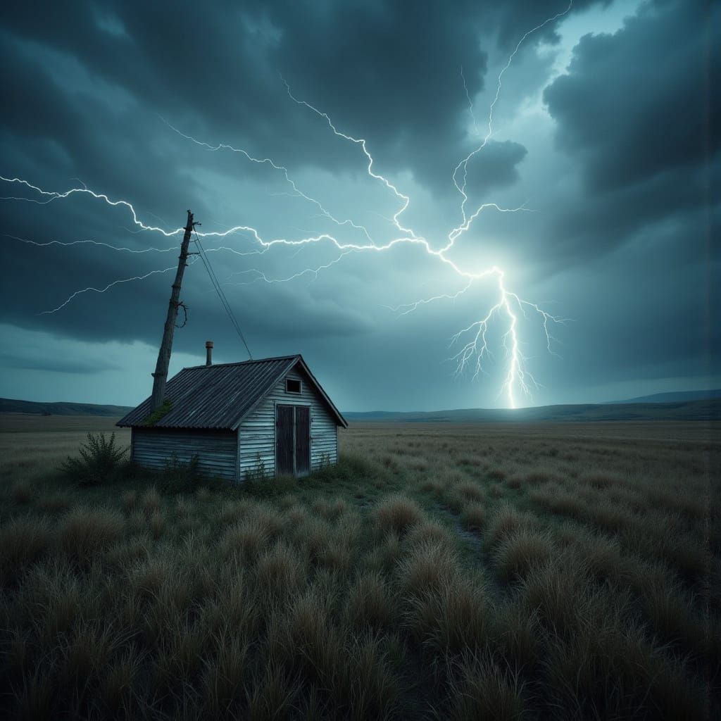 Stormy Twilight on a Windswept Field