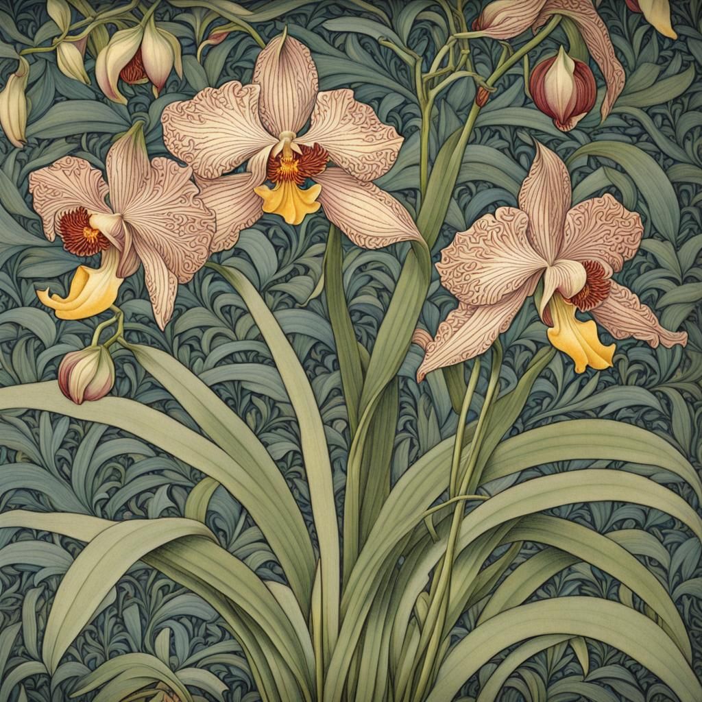 Orchid in William Morris Style