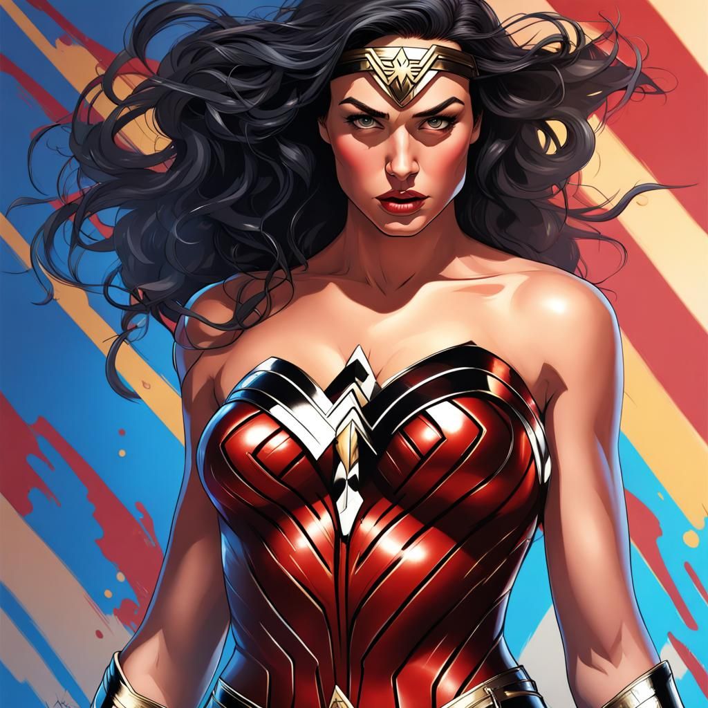 Detailed Wonder Woman Splash Art Concept
