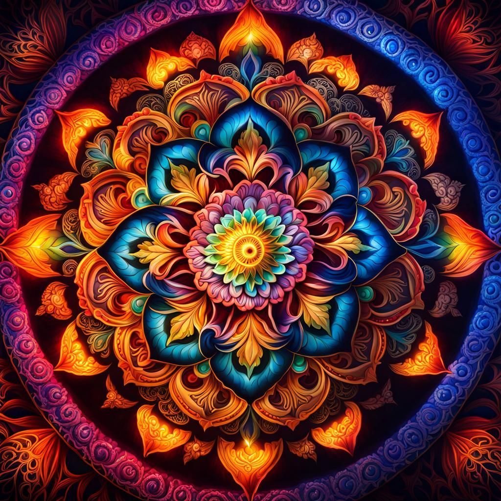 Luminescent Mandala with Intricate Details