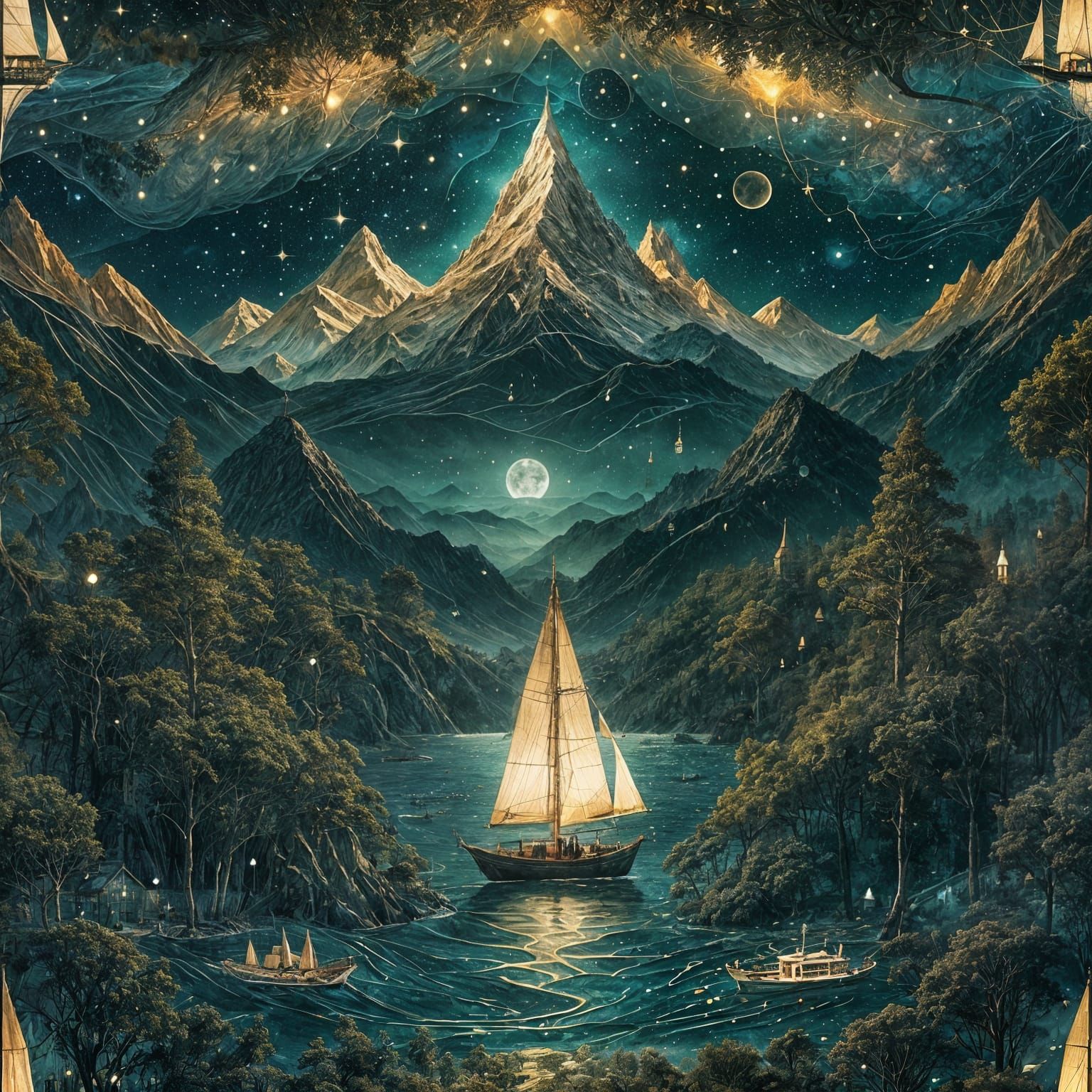 Mountains Dripping into a World of Stars