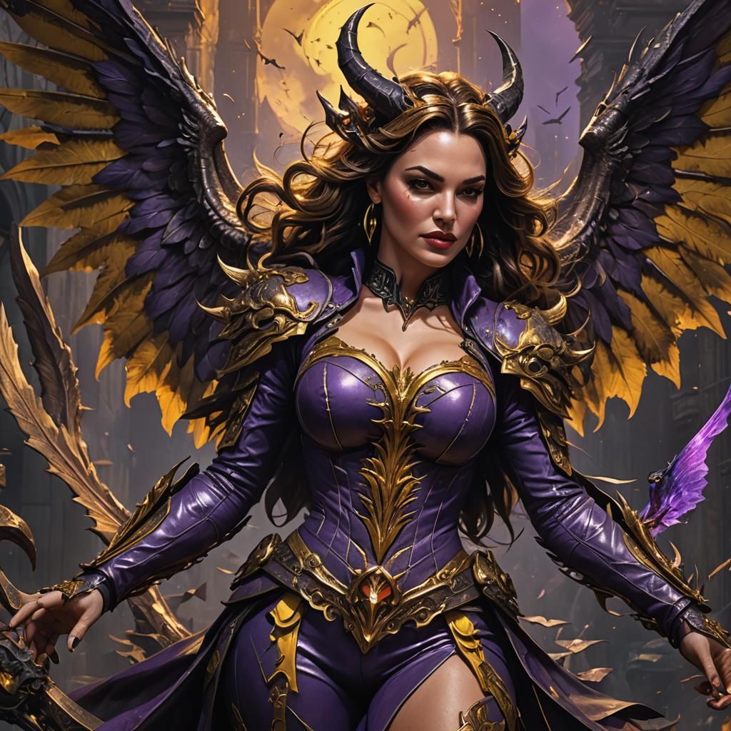 Winged Demoness Wreaks Havoc: A Dark Fantasy Masterpiece