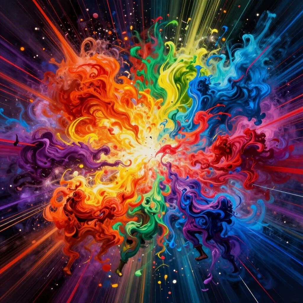 Abstract Cosmic Color Explosion in Conceptual Art Style