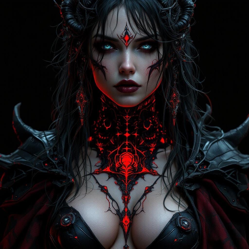 Gothic Maiden Shaman with Void Tattoos